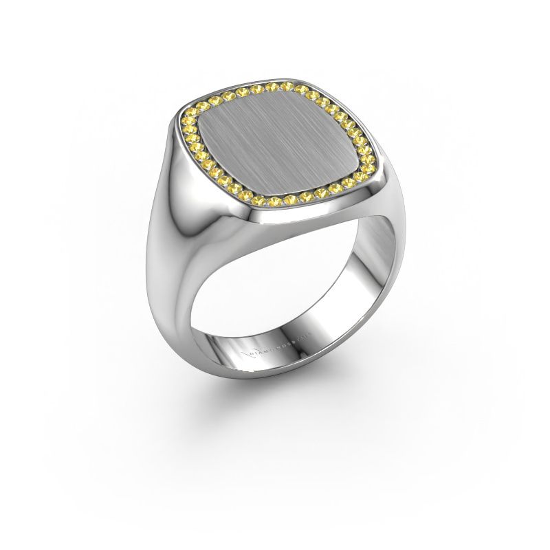 Herrenring Floris Cushion 4 950 Platin Gelb Saphir 1.2 mm