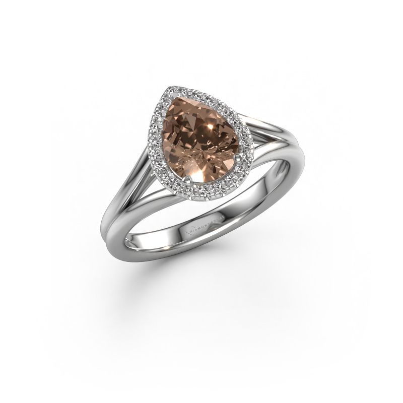 Bague de fiançailles Verla pear 1 585 or blanc diamant brun 1.147 crt