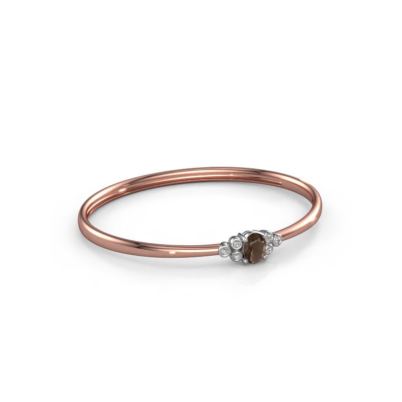 Slavenarmband Lucy 585 rosé goud rookkwarts 8x6 mm