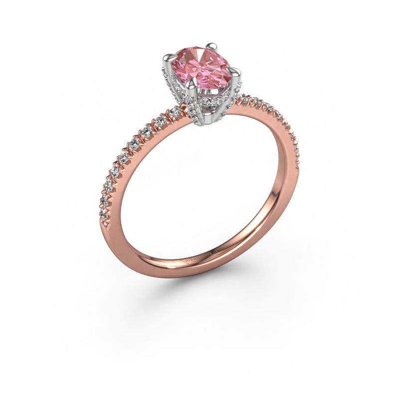 Engagement ring Saskia 1 OVL 585 rose gold pink lab grown diamond 7x5 mm