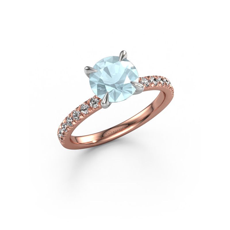 Image of Engagement Ring Crystal Rnd 2<br/>585 rose gold<br/>Aquamarine 7.3 Mm