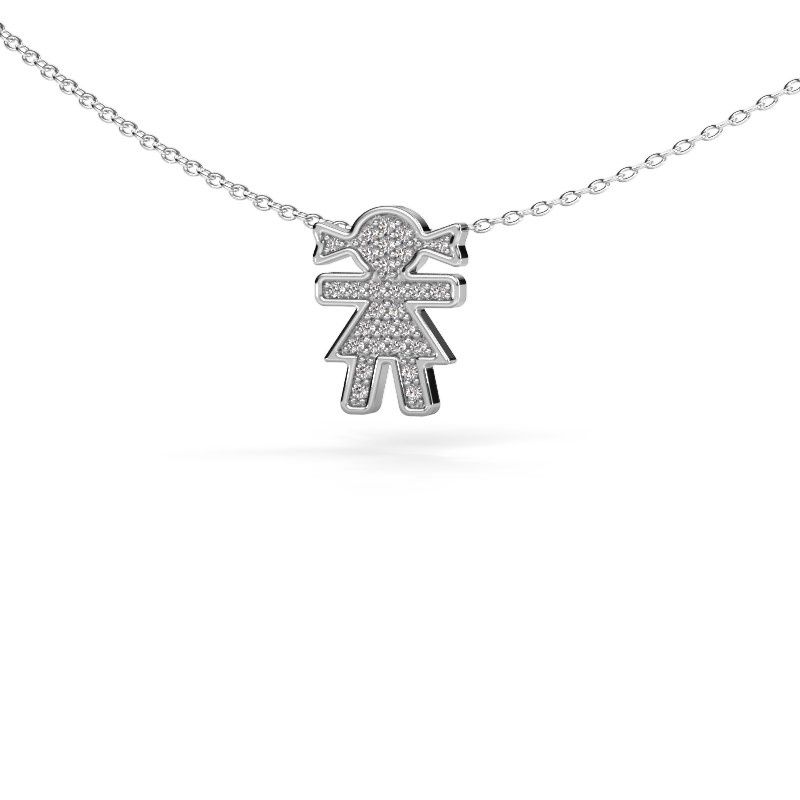 Collier Girl 585 or blanc diamant 0.135 crt
