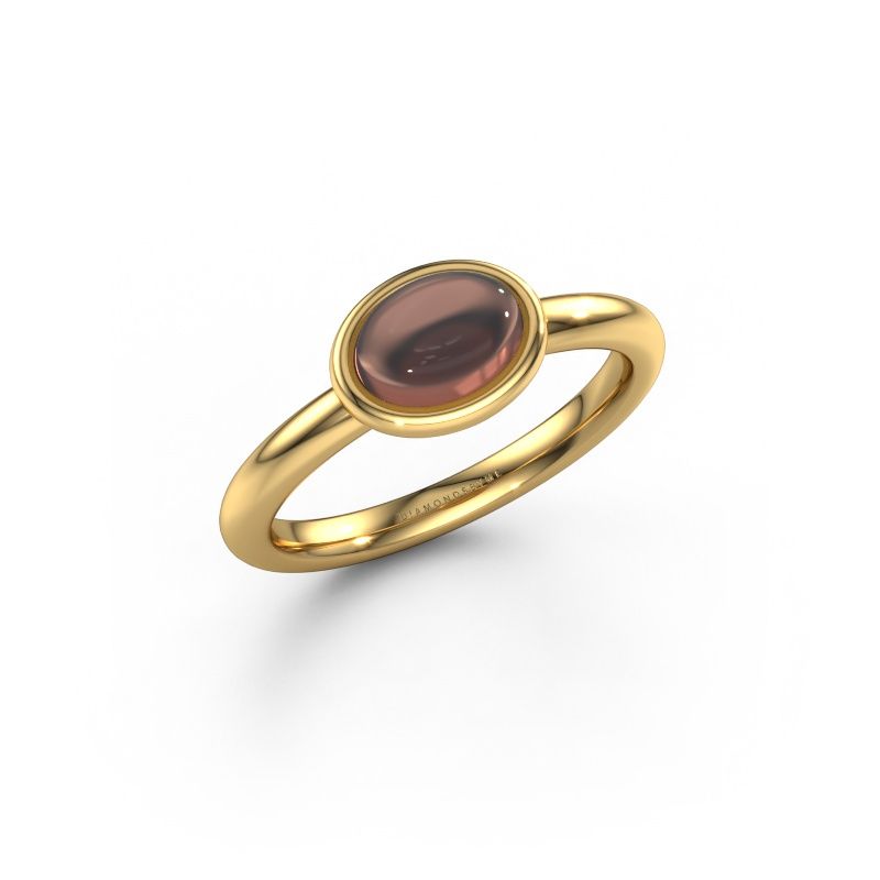 Bague Blossom OVL 585 or jaune quartz fumé 7x5 mm