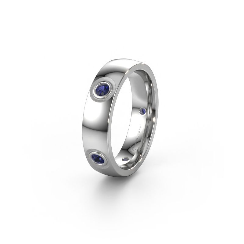 Wedding ring WH0139L25BP 585 white gold sapphire ±5x2 mm