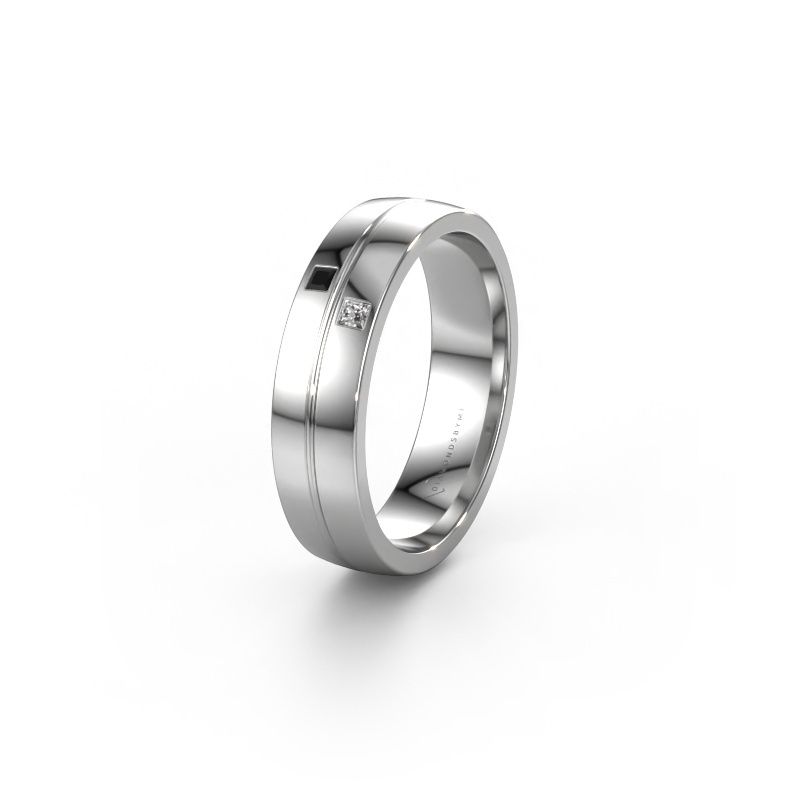 Trouwring WH0231L25BP 585 witgoud zwarte diamant ±5x2 mm