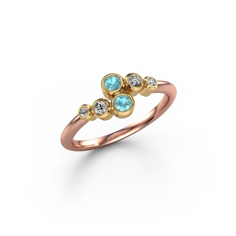 Ring Lonnie 585 Roségold Blau Topas 2.5 mm