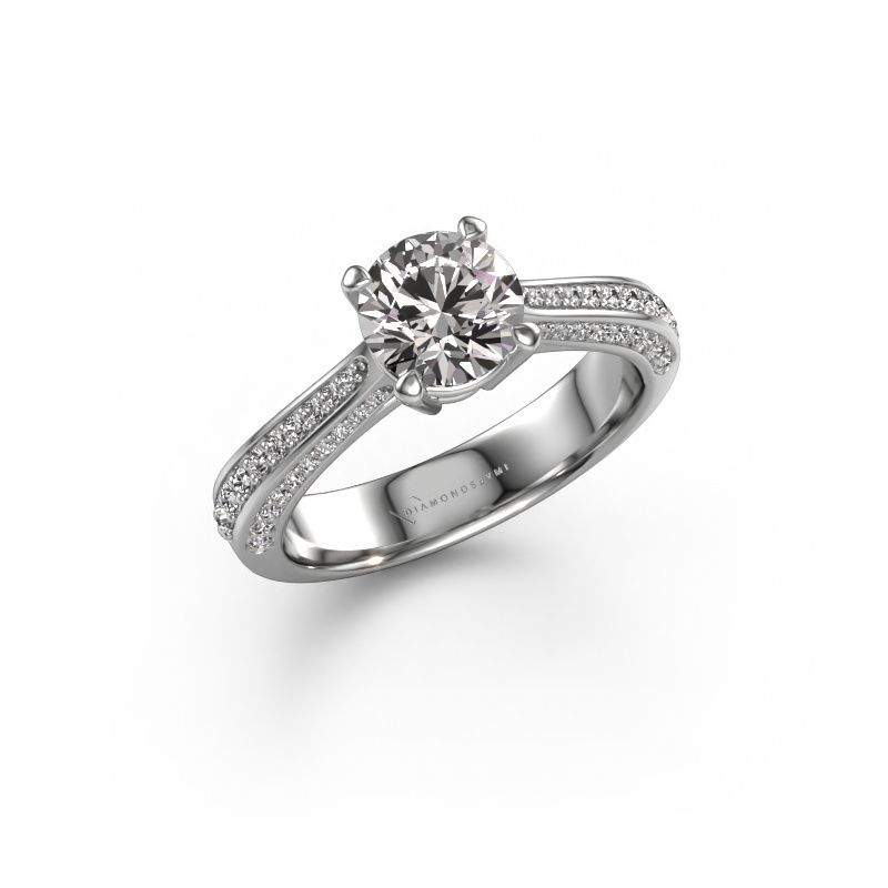 Image of Engagement ring Ruby rnd 585 white gold diamond 1.00 crt