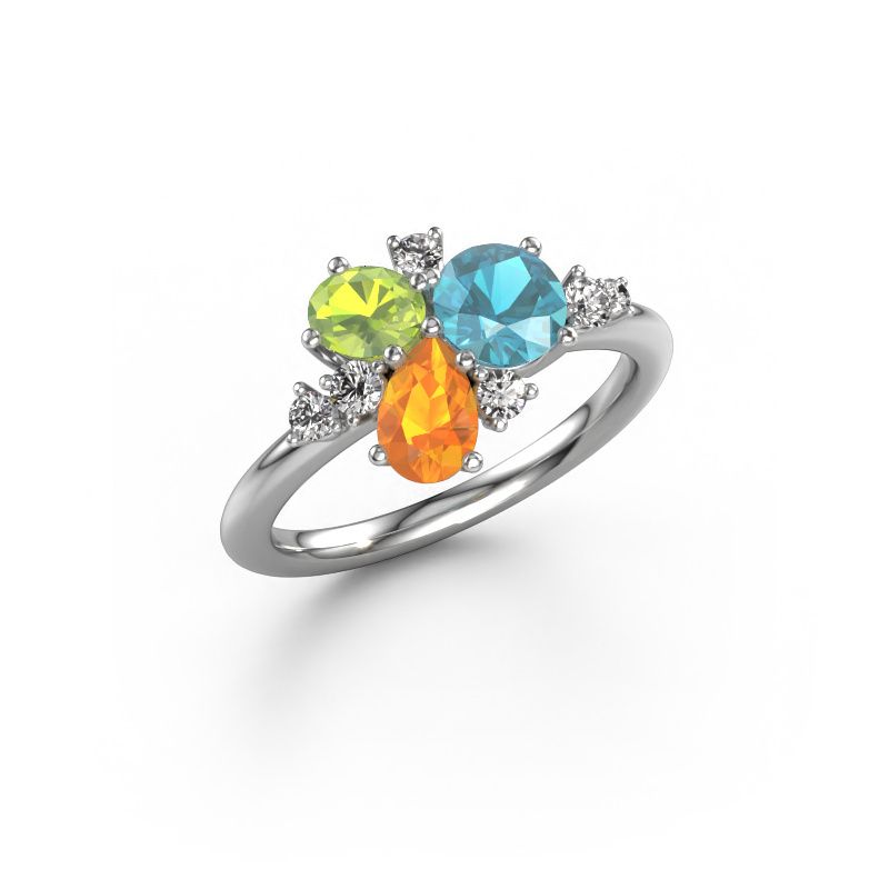 Bague Anja 585 or blanc topaze bleue 5.4 mm