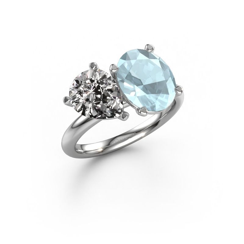 Verlobungsring Toi et Moi OVL-PER 950 Platin Aquamarin 8x6 mm