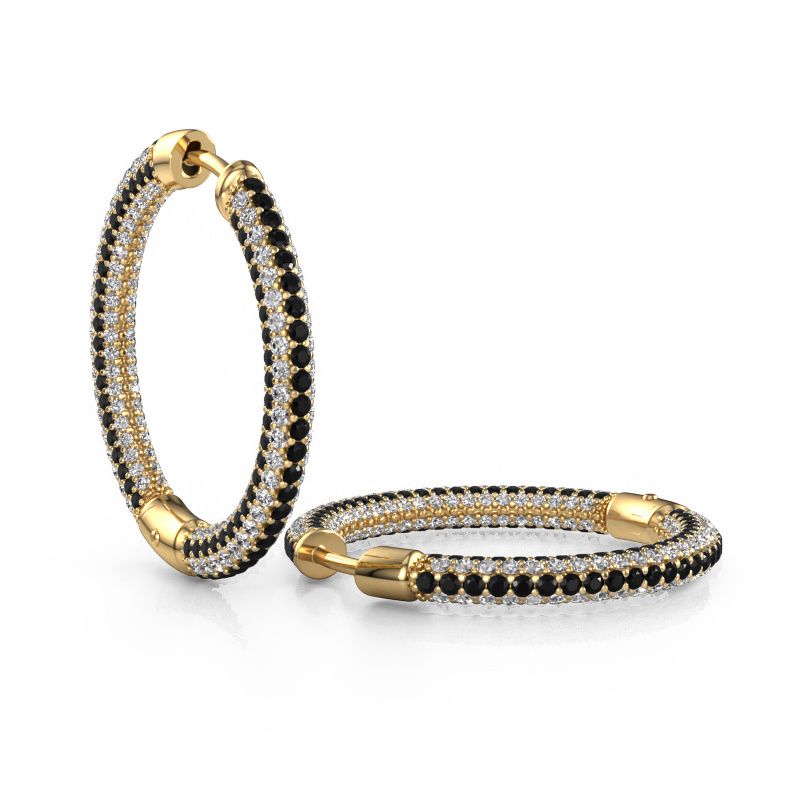Créoles Hope 20mm 585 or jaune diamant noir 3.775 crt