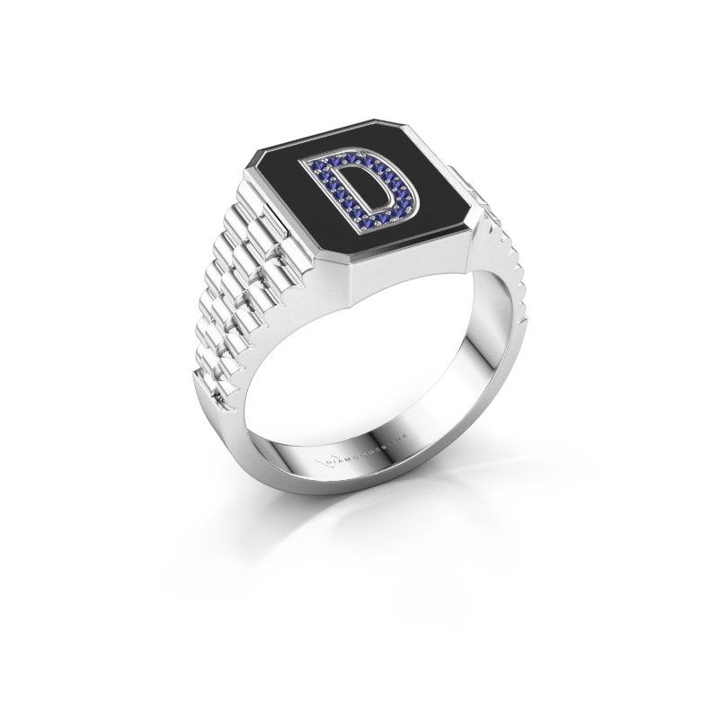 Image of Signet ring Stephan 1 585 white gold sapphire 0.9 mm