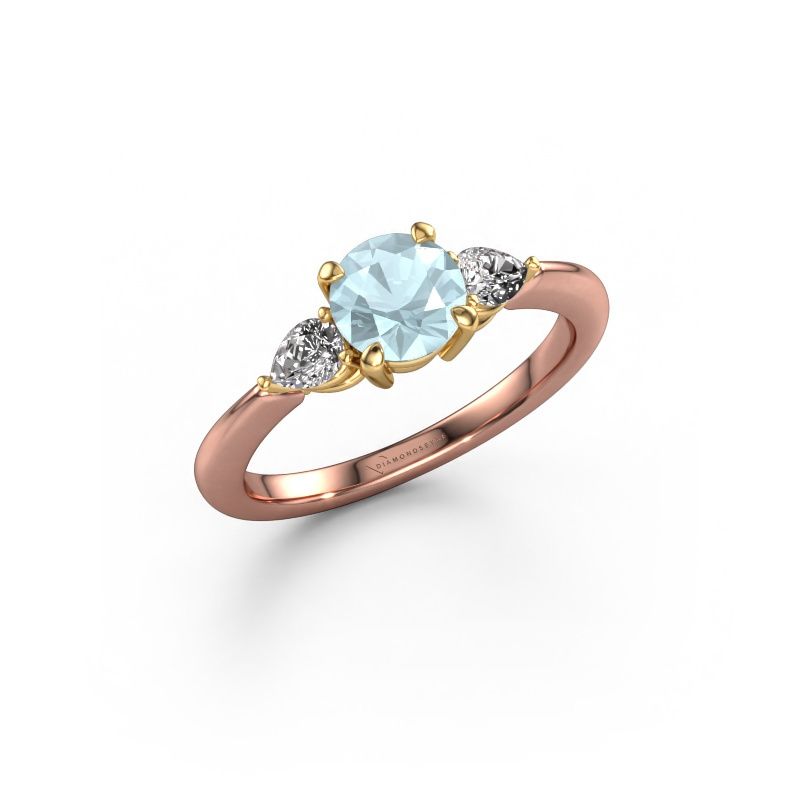 Verlobungsring Chanou RND 585 Roségold Aquamarin 6 mm