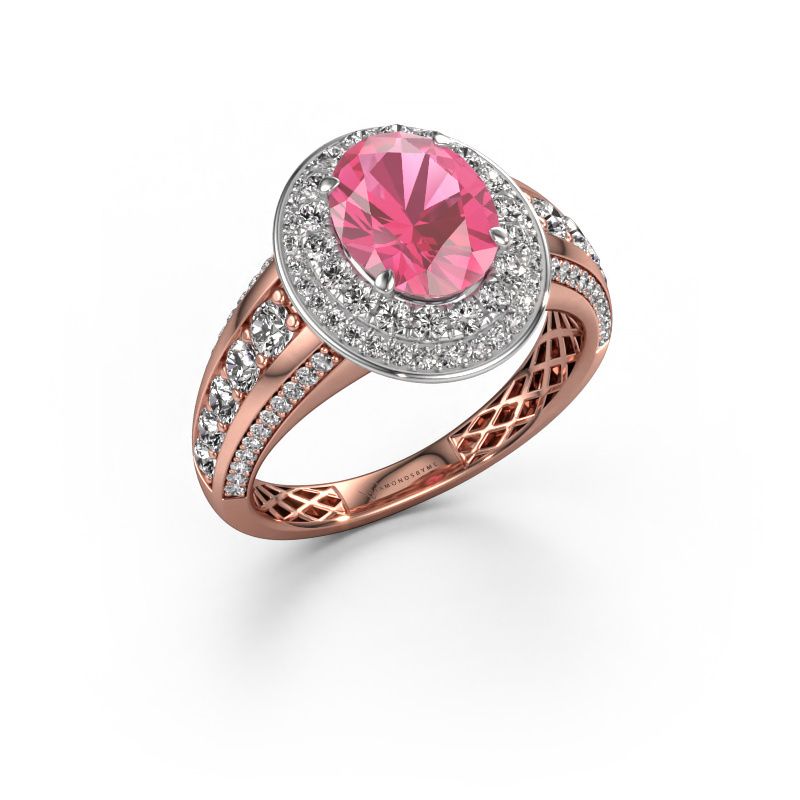 Verlobungsring Nancie 585 Roségold Pink Saphir 9x7 mm