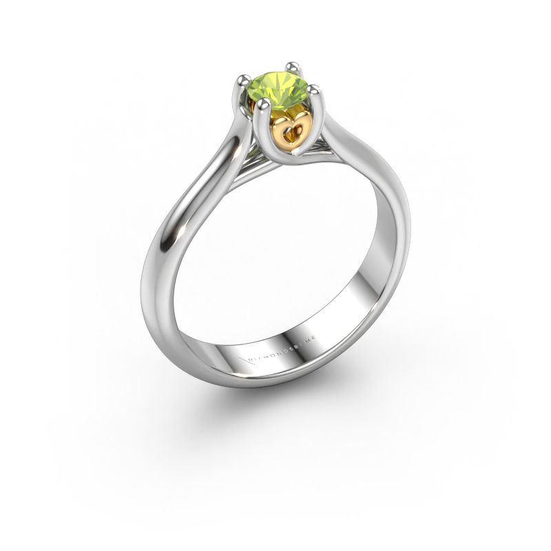 Engagement ring Nisa 585 white gold peridot 4.2 mm