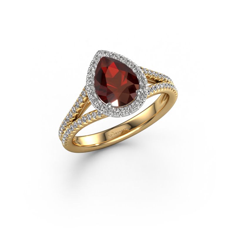 Bague de fiançailles Verla pear 2 585 or jaune grenat 8x6 mm