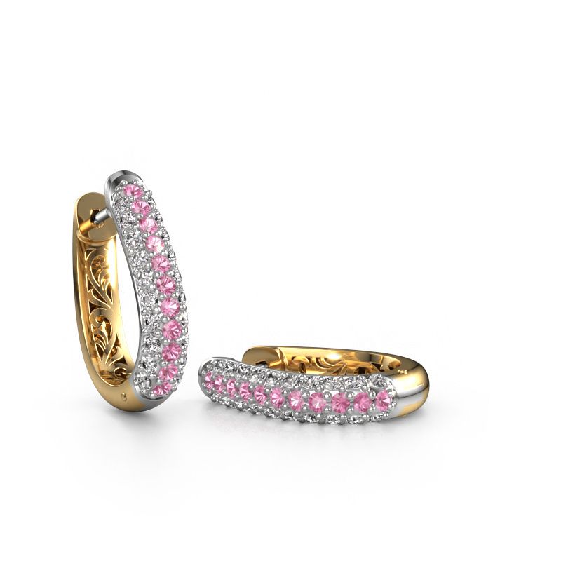 Créoles Danika 10.5 A 585 or blanc saphir rose 1.7 mm