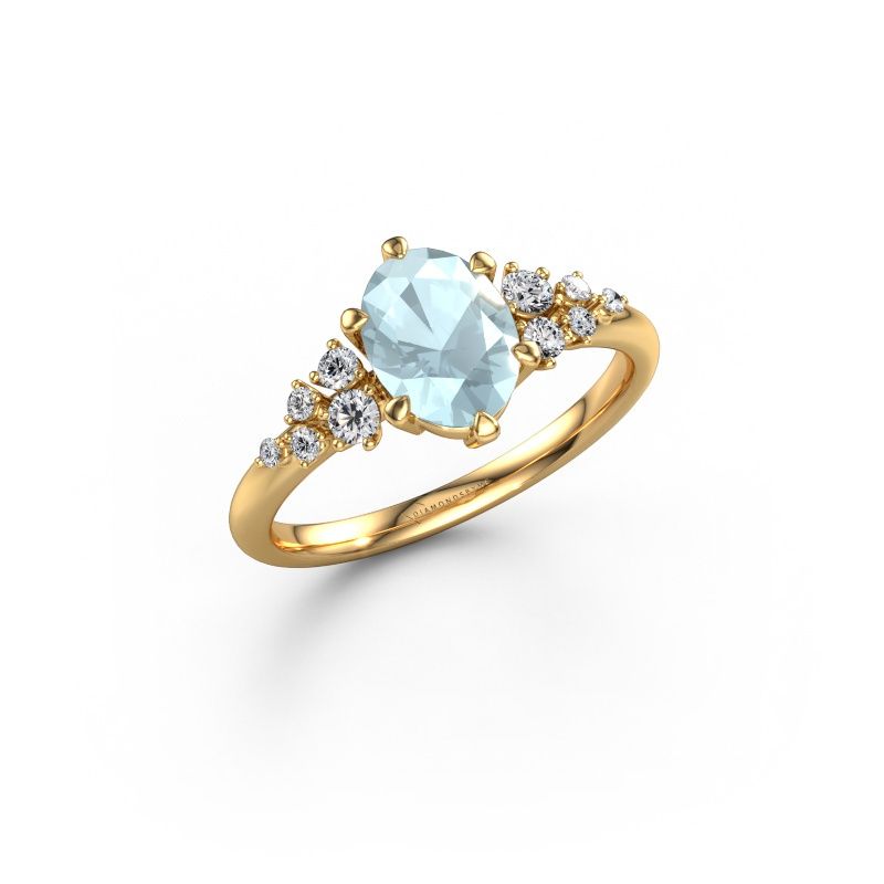 Engagement ring Royce OVL 585 gold aquamarine 8x6 mm