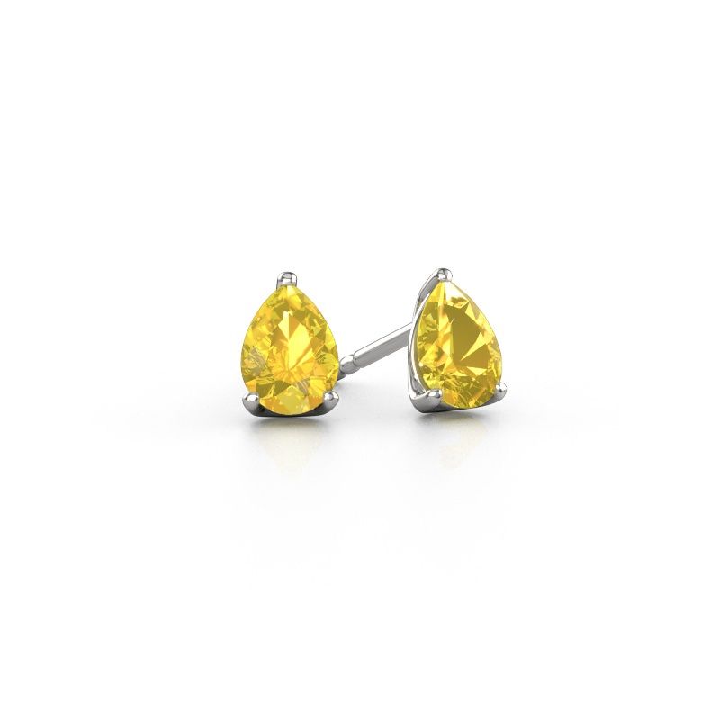 Clous d'oreilles Sam PER 585 or blanc saphir jaune 7x5 mm
