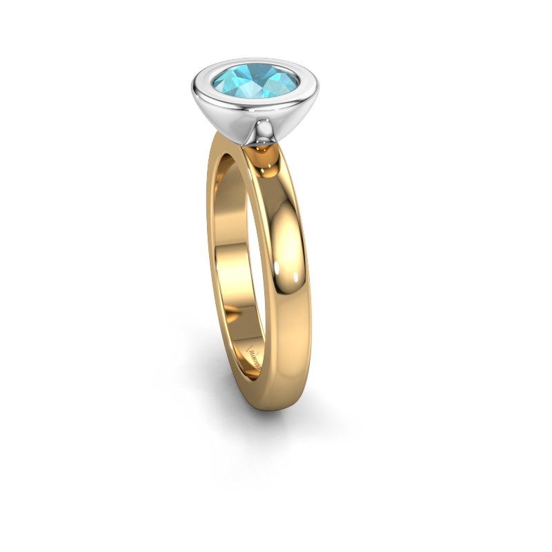 Image of Stacking ring Eloise Round 585 gold blue topaz 6 mm