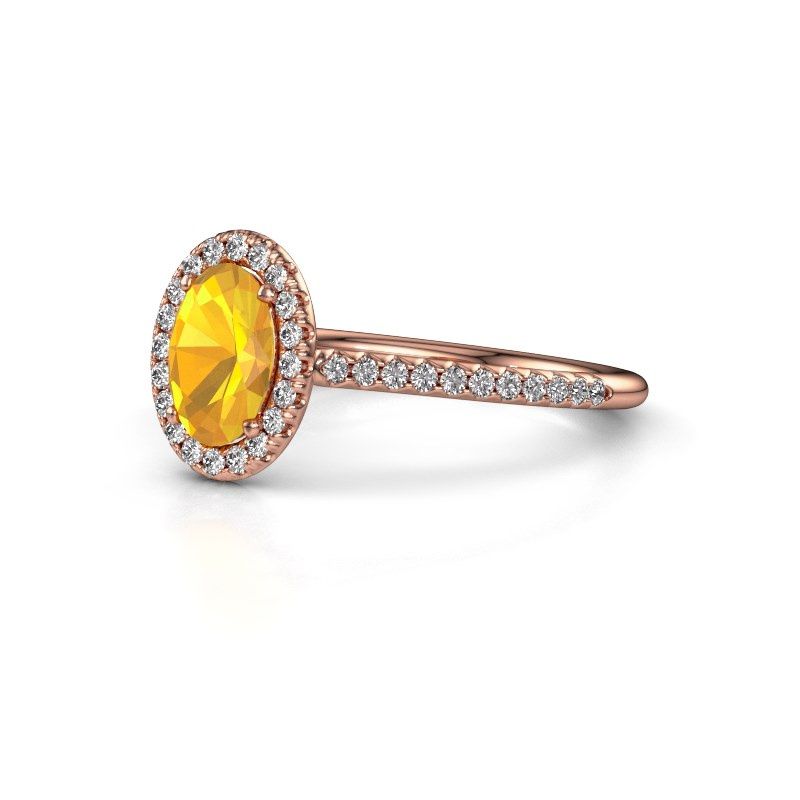 Image of Engagement ring seline ovl 2<br/>585 rose gold<br/>Citrin 7x5 mm