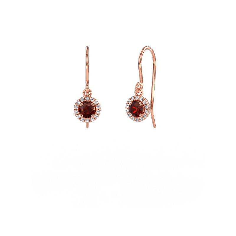 Boucles d'oreilles Seline rnd 2 585 or rose grenat 4 mm