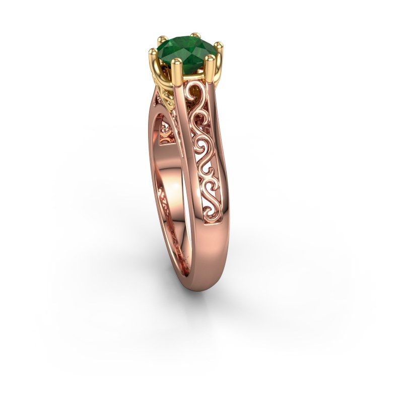 Image of Engagement ring shan<br/>585 rose gold<br/>Emerald 6 mm