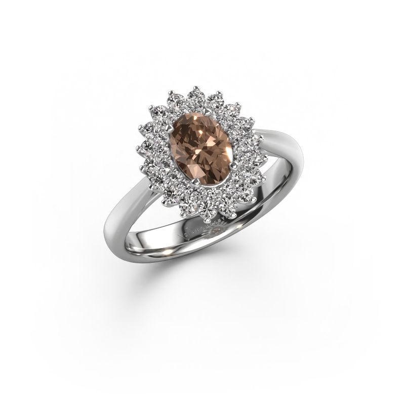 Bague de fiançailles Alina 1 585 or blanc diamant brun 0.70 crt