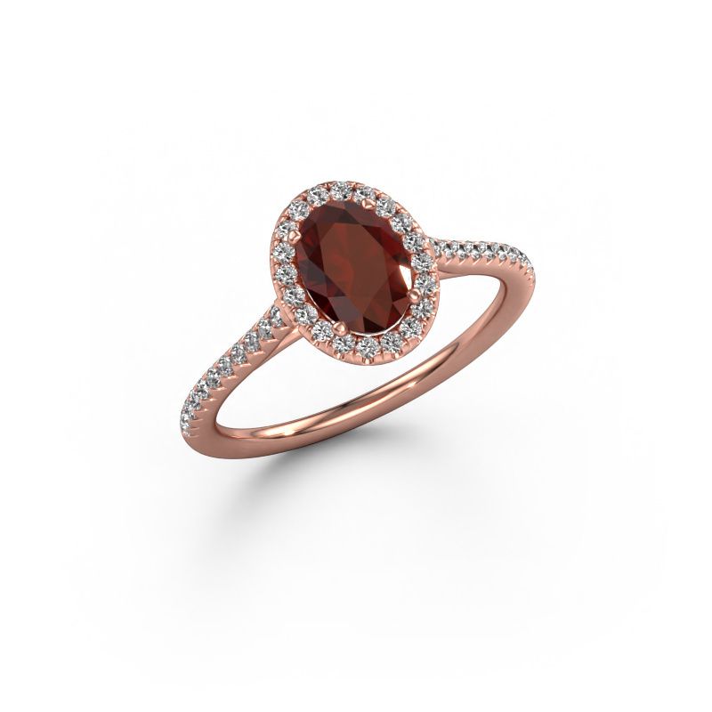 Engagement ring Seline ovl 2 585 rose gold garnet 7x5 mm
