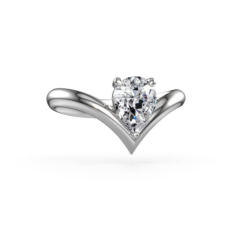 Verlobungsring Maddy PER 585 Weißgold Zirkonia 8x6 mm