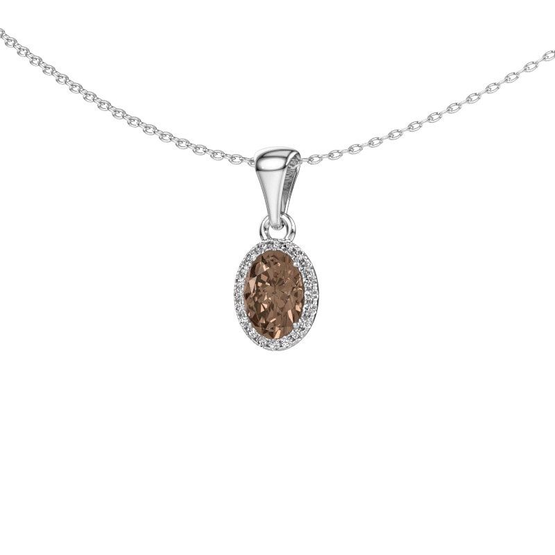 Pendentif Seline ovl 585 or blanc diamant brun 0.800 crt