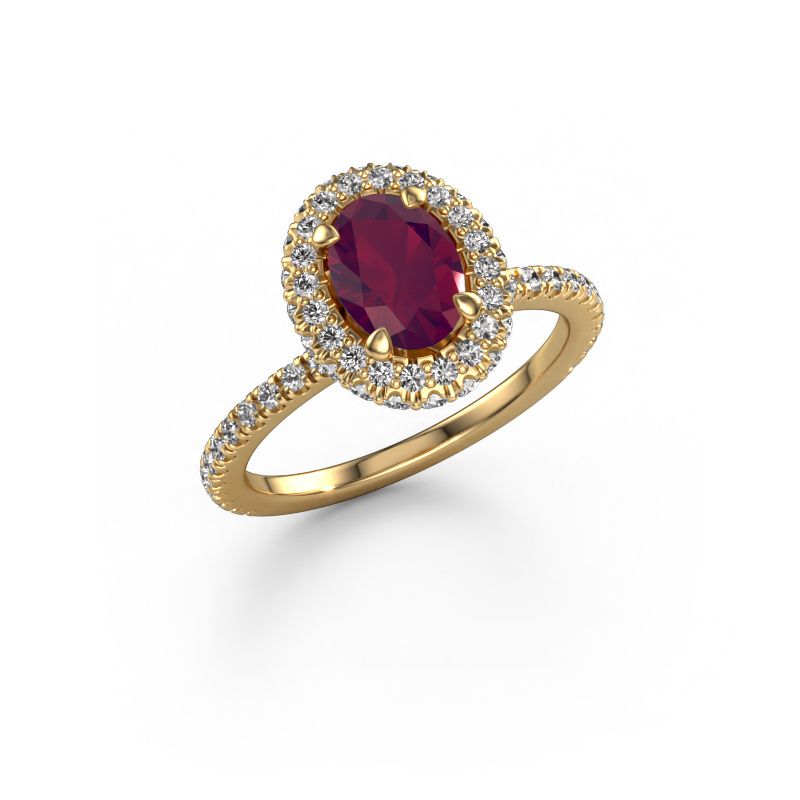 Image of Engagement ring Talitha OVL 585 gold rhodolite 7x5 mm