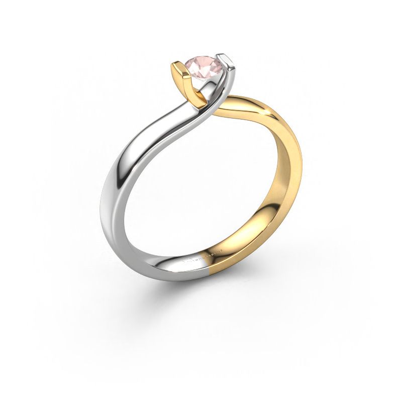 Engagement ring Noor 585 gold morganite champagne 3.7 mm