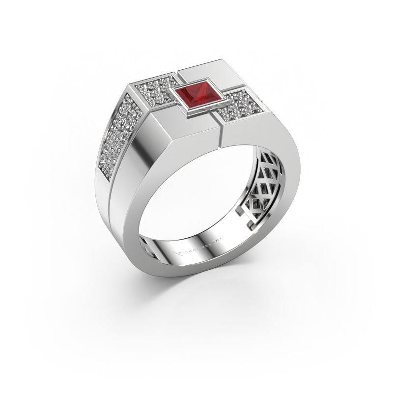 Herrenring Rogier 950 Platin Rubin 4 mm