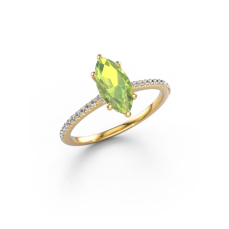 Bague de fiançailles Sophie MRQ 585 or jaune péridot 10x5 mm