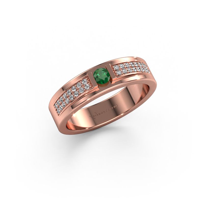 Ring Mable 585 rosé goud smaragd 3 mm