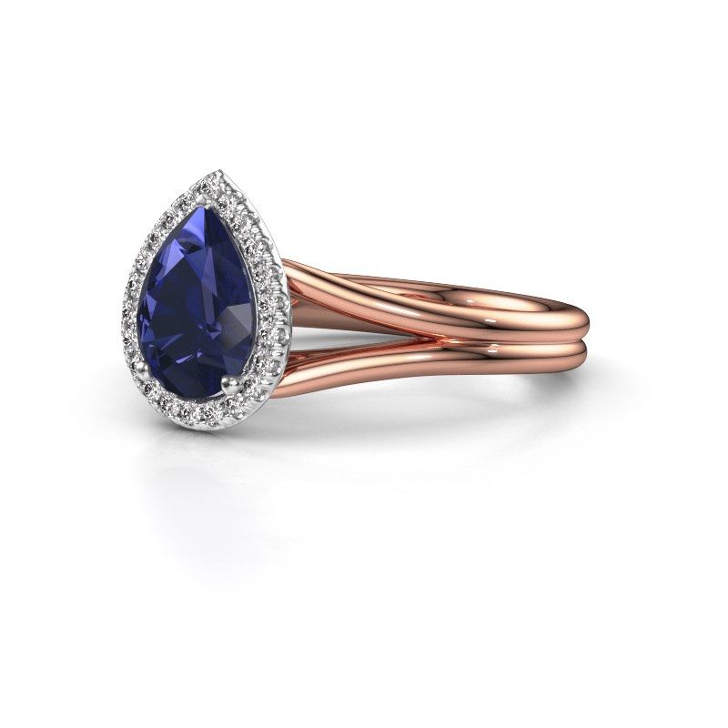 Afbeelding van Verlovingsring verla pear 1<br/>585 rosé goud<br/>Saffier 8x6 mm