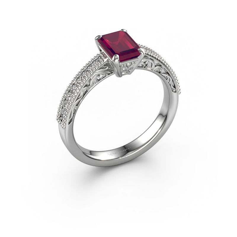 Verlobungsring Shonta EME 950 Platin Rhodolit 7x5 mm