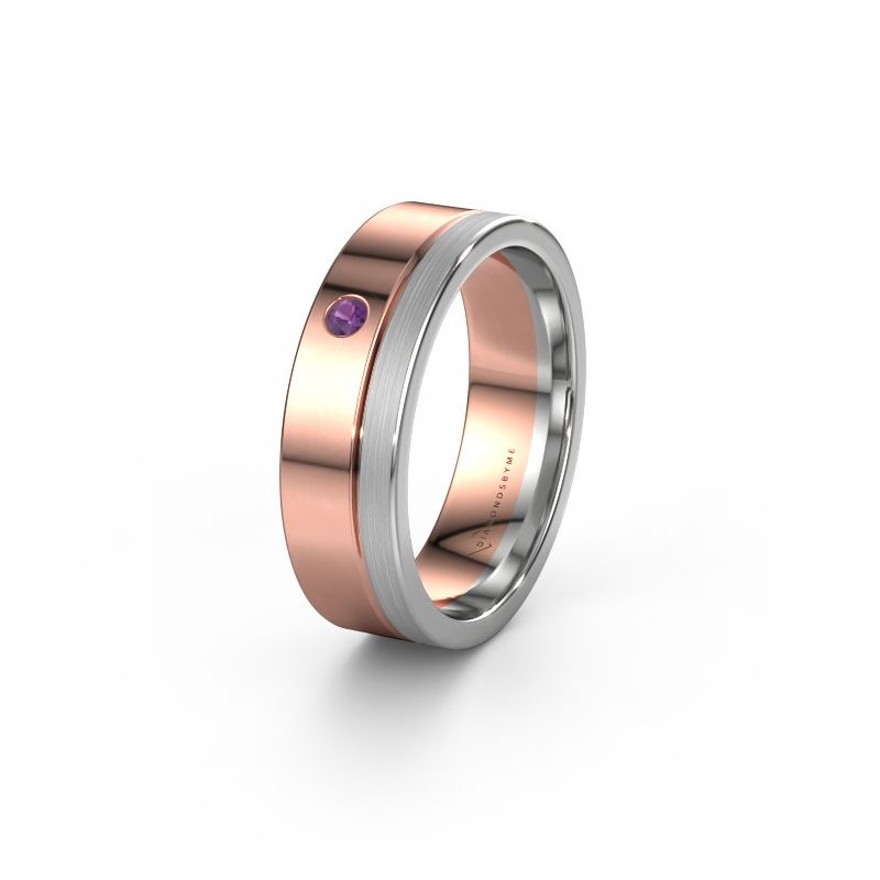 Trouwring WH0301L16APM 585 rosé goud amethist ±6x1.7 mm