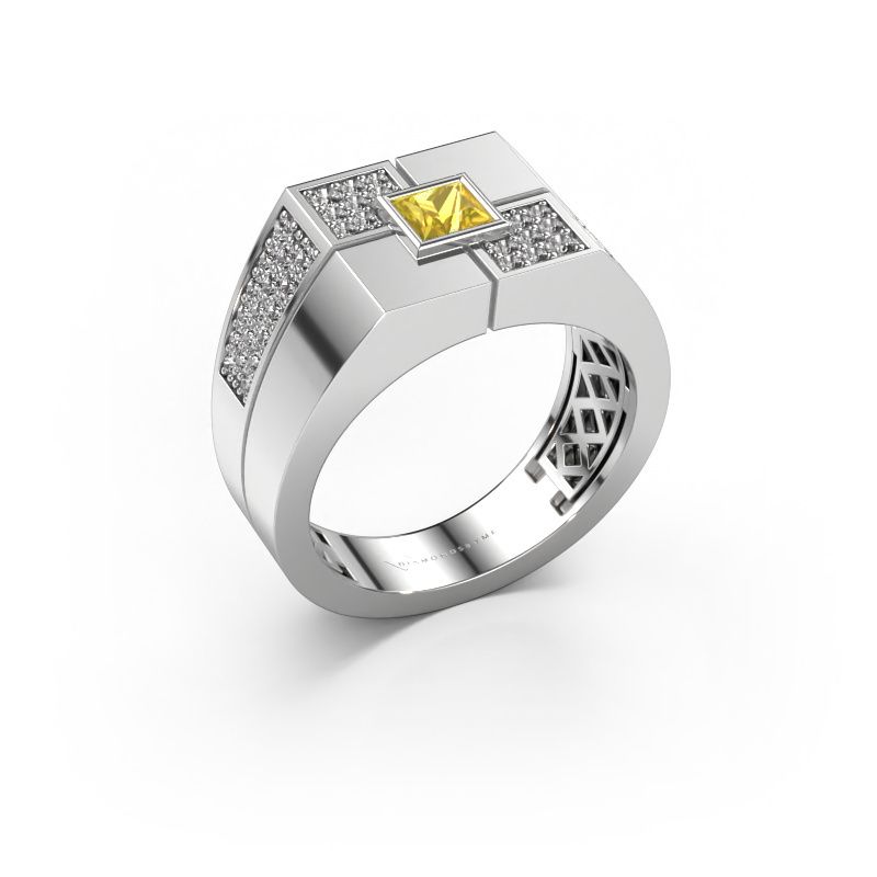 Herrenring Rogier 950 Platin Gelb Saphir 4 mm