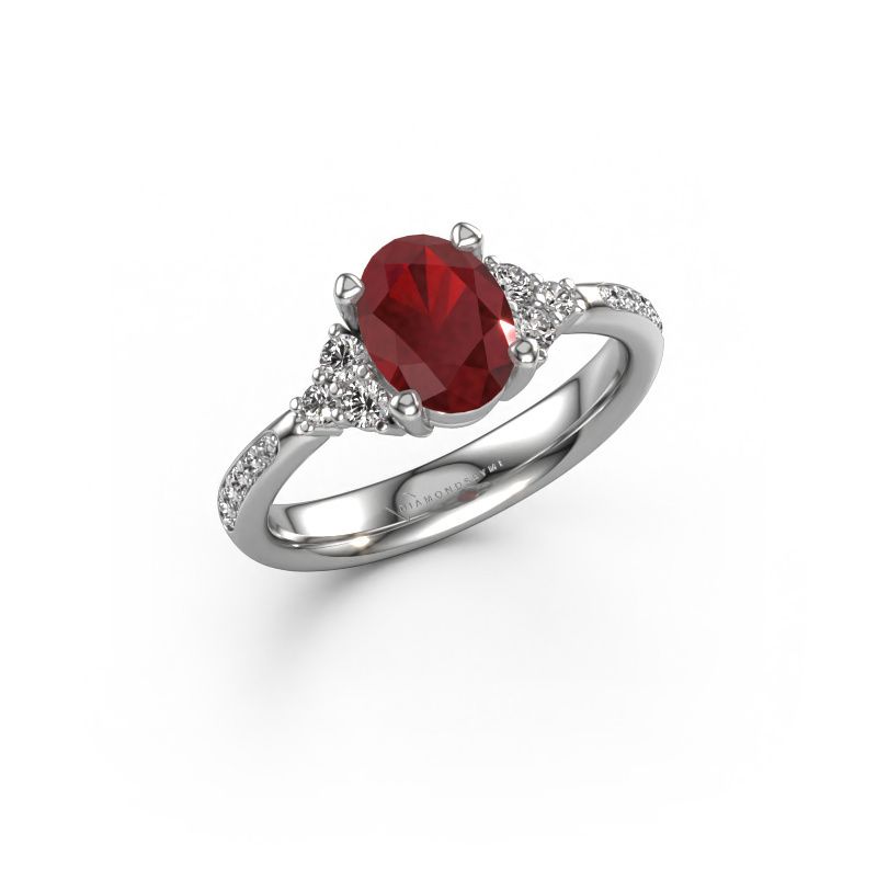 Bague de fiançailles Aleida OVL 2 950 platine rubis 8x6 mm