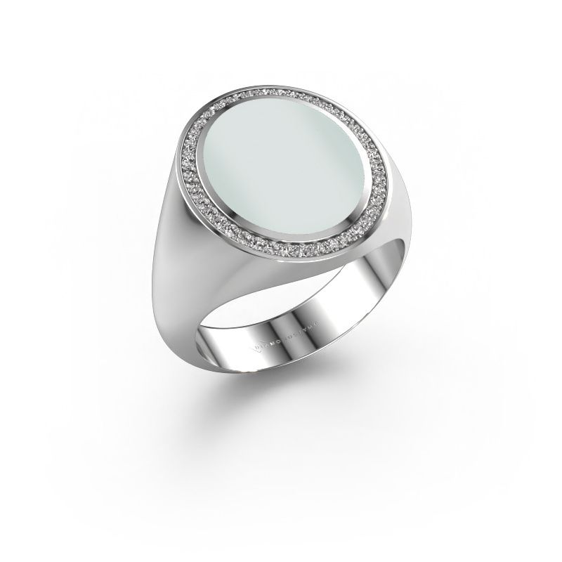Zegelring Adam 4 950 platina groene lagensteen 15x12 mm