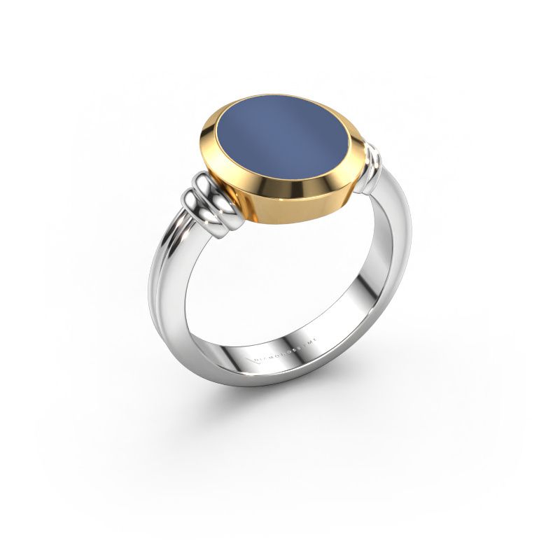 Signet ring Jake 2 585 white gold blue sardonyx 12x10 mm