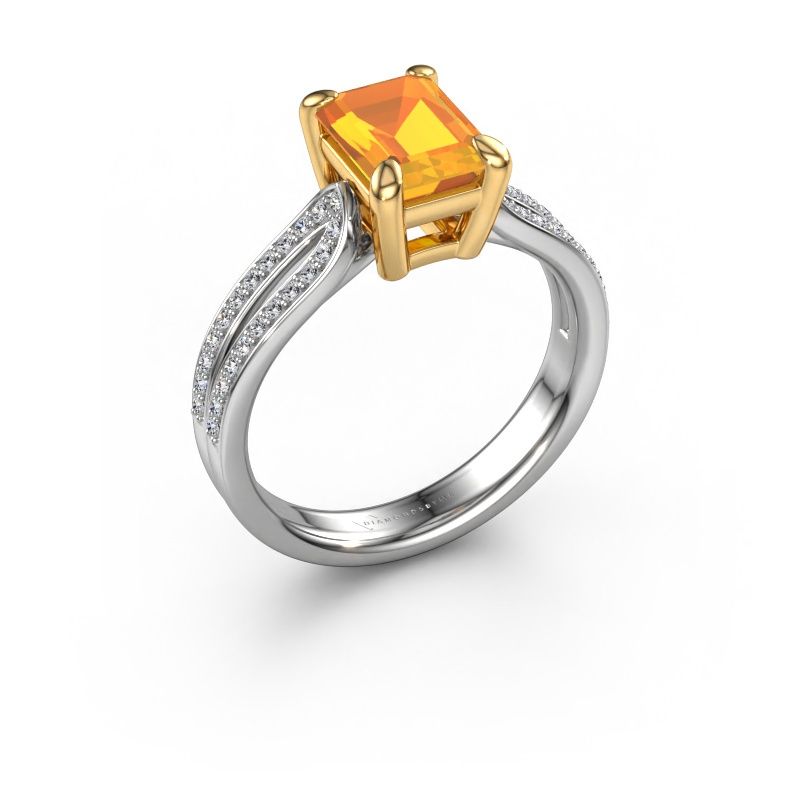 Verlobungsring Antonia eme 2 585 Weißgold Citrin 8x6 mm