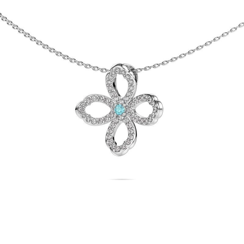 Collier Chelsea 585 or blanc topaze bleue 2 mm