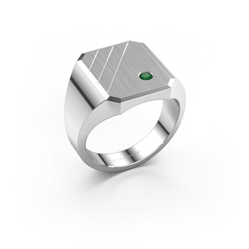 Signet ring Patrick 4 950 platinum emerald 2.5 mm