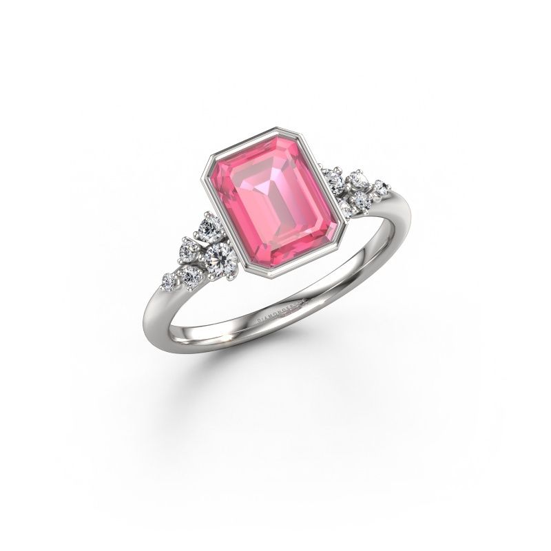 Verlobungsring Aliyah EME 585 Weißgold Pink Saphir 8x6 mm