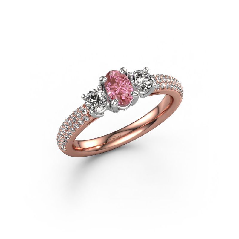 Engagement ring Marielle OVL 585 rose gold pink lab grown diamond 6.5x4.5 mm