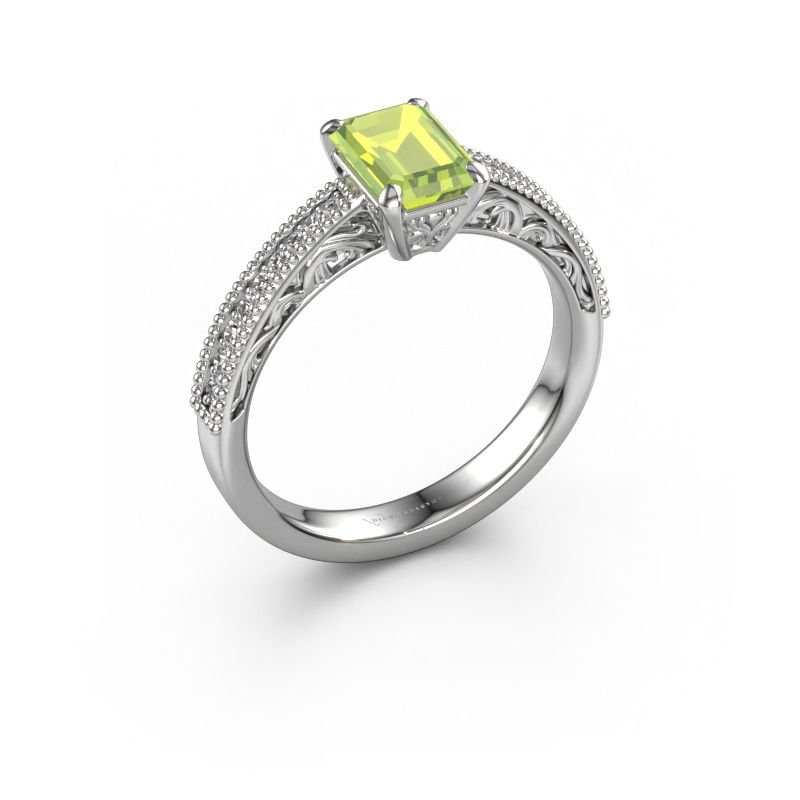 Verlobungsring Shonta EME 585 Weißgold Peridot 7x5 mm