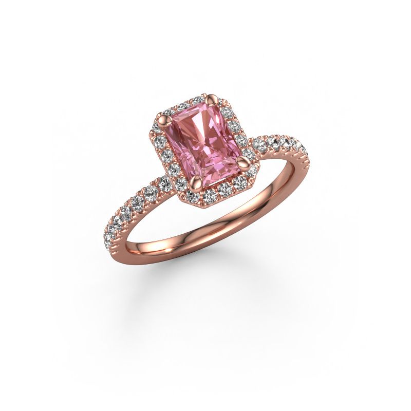 Engagement ring Miranda RAD 585 rose gold pink lab grown diamond 7x5 mm