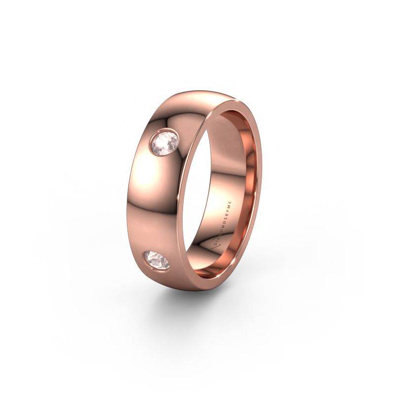 Wedding ring WH0104L26BP 585 rose gold morganite champagne ±6x2 mm